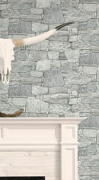 residential-wallpaper-Stone-gray-white-longhorn-livingroom